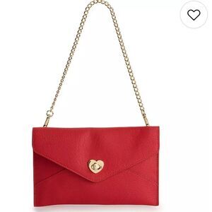 LC Lauren Conrad Red Clutch with Heart Clasp